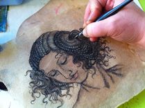 Ink Portrait On Handmade Paper 5 small