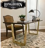Modern Walnut Desk With Brass Base 1 small