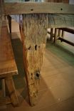 Reclaimed Hand Hewn Tapered Leg Farm Table With Bench Set 3 small