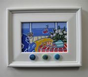 Original Framed Acrylic Cat Painting, 9 1/2" X 7 1/2" 3 small