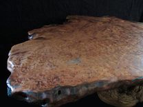 Large Live Edge Redwood Burl Slab Coffee Table, Burl Pine Log Base With Turquoise Inlay 6 small