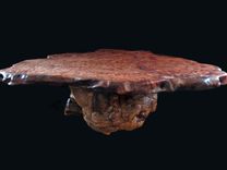 Large Live Edge Redwood Burl Slab Coffee Table, Burl Pine Log Base With Turquoise Inlay 2 small
