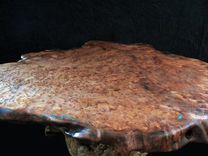 Large Live Edge Redwood Burl Slab Coffee Table, Burl Pine Log Base With Turquoise Inlay 5 small