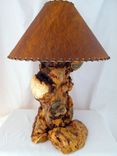 Handmade Wooden Burl Pine Rustic Log Table Lamp Country Home Decor 1 small