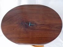 Rustic Log Furniture End Accent Coffee Table Natural Juniper & Walnut Slab Turquoise Inlay 2 small