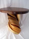 Rustic Log Furniture End Accent Coffee Table Natural Juniper & Walnut Slab Turquoise Inlay 4 small