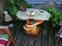 Granite Top Rustic Juniper Wood End Table Furniture 1 small
