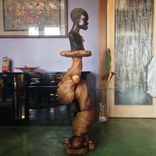 Rustic Wood Accent Art Sculpture Display Table 1 small