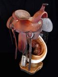Western Saddle Display Stand, Made From Solid Twisted Juniper Wood And Blue Pine 1 small