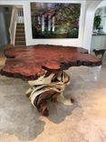 Large Bar Bistro Liveedge Redwood Slab Juniper Furniture Log Dining Table With Malachite Stone Inlay 1 small