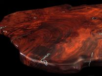 Live Edge Burled Redwood & Burl Pine Coffee Table With Turquoise Inlay 3 small