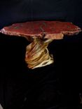 Australian Jarrah Wood Bar, Bistro, Pub Table With Twisted Juniper Log Pedestal And Stone Inlay 5 small