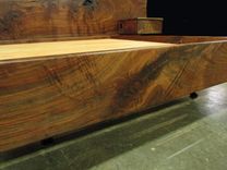 Claro Walnut Slab Headboard, Bed, California King Frame And Floating Side Tables 8 small