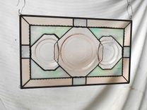 Recycled Pink Depression Glass, Antique Stained Glass Window Transom, Old Window Valance 2 small