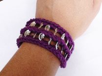 Crocheted Button Pop Tab Cuff Bracelets 1 small