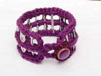 Crocheted Button Pop Tab Cuff Bracelets 2 small