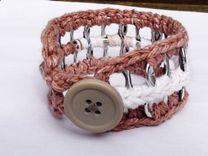 Crocheted Button Pop Tab Cuff Bracelets 3 small