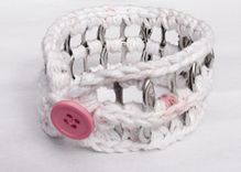 Crocheted Button Pop Tab Cuff Bracelets 4 small