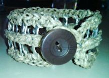 Crocheted Button Pop Tab Cuff Bracelets 6 small