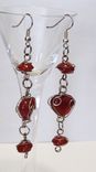 Wire Wrapped Glass Bead Dangle Earrings 4 small