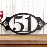 Oval Metal House Number Plaque with Fleur De Lis, 2 Digit 1 small