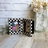 Hand Painted Checks Picture Frame Clock Whimsical Check Decor Buffalo Check 6 small