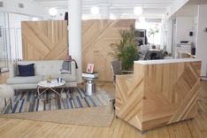 Custom Reception Desk In White Oak And Marble 1 small