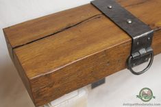 Hewn Mantel With Metal Straps And Corbels 3 small