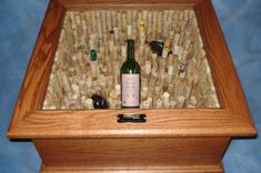 "Taste The Wine" Led End Table With 1,300 Corks And Customizable Wine Bottle. 1 small