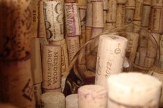 "Taste The Wine" Led End Table With 1,300 Corks And Customizable Wine Bottle. 3 small