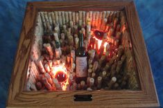 "Taste The Wine" Led End Table With 1,300 Corks And Customizable Wine Bottle. 4 small