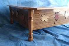 "Lake House" New England Fall Themed Coffee Table With 12v Battery Powered Light. 1 small