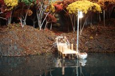 "Lake House" New England Fall Themed Coffee Table With 12v Battery Powered Light. 6 small