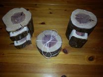 Cedar Log Boxes And Coaster Sets 2 small