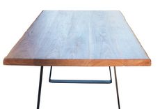 The Chase Live Edge Walnut Dining Table With Modern Trapezoid Steel Legs 5 small