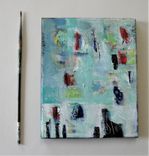 Original Acrylic Turquoise Abstract Painting, 8" X 10" 2 small