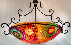 Earth And Suns 36 Inch Hand Painted Chandelier 4 small