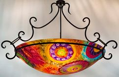Earth And Suns 36 Inch Hand Painted Chandelier 6 small