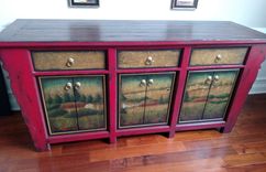 Chinese Inspired Sideboard Buffet Cabinet Dining Room Storage 3 small
