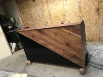 Walnut And Semi Gloss Black Reception Desk 1 small