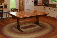 Expanding Farmhouse Table, Trestle Table, Table With Leaves, Solid Wood, Walnut, "Hickory Ridge" 1 small