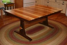 Expanding Farmhouse Table, Trestle Table, Table With Leaves, Solid Wood, Walnut, "Hickory Ridge" 2 small