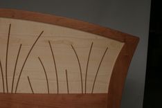 Bed Frame King Size, Headboard, Platform Bed, Queen, Art Deco, Wood, Walnut, Curly Maple, Inlay 4 small
