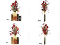 Silk Flower Arrangement, Unique Home Decor, Table Centerpieces, Feathered Roses 3 small
