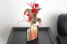 Silk Flower Arrangement, Unique Home Decor, Table Centerpieces, Feathered Roses 5 small