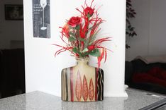 Silk Flower Arrangement, Unique Home Decor, Table Centerpieces, Feathered Roses 6 small