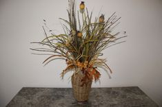 Basket Weave Silk Flower Arrangement Large Table Centerpiece, Living Room Decor, Dining Room Decor 4 small