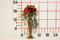 Wedding Table Centerpiece Silk Flower Arrangement, Glass Mosaic Candlestick 2 small
