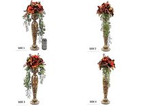 Wedding Table Centerpiece Silk Flower Arrangement, Glass Mosaic Candlestick 3 small