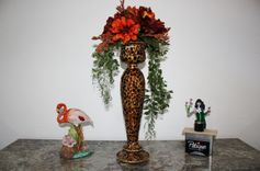 Wedding Table Centerpiece Silk Flower Arrangement, Glass Mosaic Candlestick 4 small